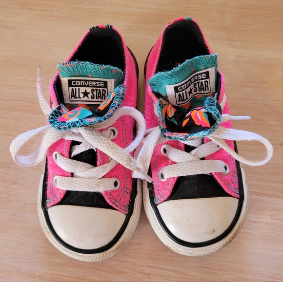 CONVERSE CHUCK TAYLOR ALL STAR LACES SNEAKERS DOUBLE TONGUE PINK LITTLE KIDS 6 - Picture 2 of 13